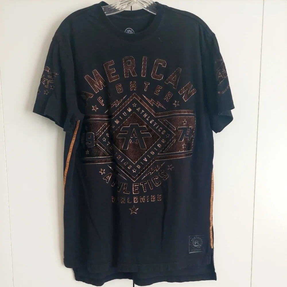 American Fighter Men's L Graphic Logo Tshirt Black/metallic Moto Punk Metal